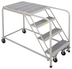 PW Platforms - 40" 4 Step Platform - Rolling Work Platform, 500 Lb Capacity, 40" Platform Height, 32" Base Width x 53" Base Depth, Perforated Tread - Benchmark Tooling