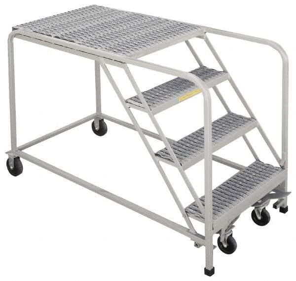 PW Platforms - 30" 4 Step Platform - Rolling Work Platform, 500 Lb Capacity, 40" Platform Height, 26" Base Width x 53" Base Depth, Perforated Tread - Benchmark Tooling