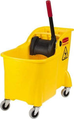 Rubbermaid - 31 Qt Plastic Bucket & Wringer - 22-5/8" Long x 32-1/4" High x 13-1/4" Wide, Yellow - Benchmark Tooling