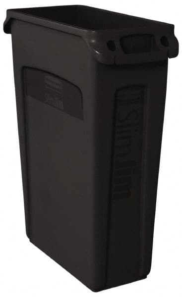 Rubbermaid - 23 Gal Black Rectangle Trash Can - Polyethylene, 30" High x 22" Long x 11" Wide - Benchmark Tooling