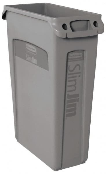 Rubbermaid - 23 Gal Gray Rectangle Trash Can - Polyethylene, 30" High x 22" Long x 11" Wide - Benchmark Tooling