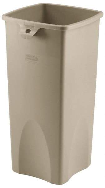 Rubbermaid - 23 Gal Beige Square Trash Can - Polyethylene, 30.9" High x 16-1/2" Long x 15-1/2" Wide - Benchmark Tooling