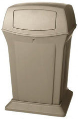 Rubbermaid - 45 Gal Beige Square Trash Can - Polyethylene, 41-1/2" High x 24-7/8" Long x 24-7/8" Wide - Benchmark Tooling