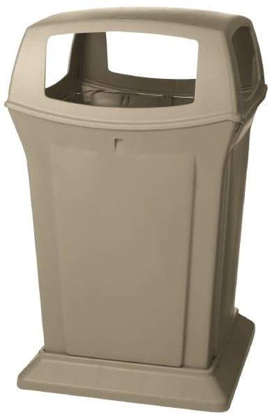 Rubbermaid - 45 Gal Beige Square Trash Can - Polyethylene, 41-1/2" High x 24-7/8" Long x 24-7/8" Wide - Benchmark Tooling