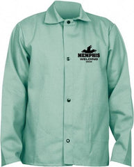 MCR Safety - Size L Welding & Flame Resistant/Retardant Jacket - Green, Cotton, Snaps Closure - Benchmark Tooling