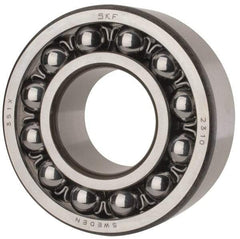 SKF - 50mm Bore Diam, 110mm OD, Open Self Aligning Radial Ball Bearing - 40mm Wide, 2 Rows, Round Bore, 4,500 Lb Static Capacity, 14,300 Lb Dynamic Capacity - Benchmark Tooling