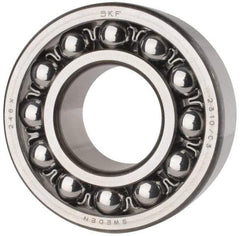 SKF - 50mm Bore Diam, 110mm OD, Open Self Aligning Radial Ball Bearing - 40mm Wide, 2 Rows, Round Bore, 4,500 Lb Static Capacity, 14,300 Lb Dynamic Capacity - Benchmark Tooling