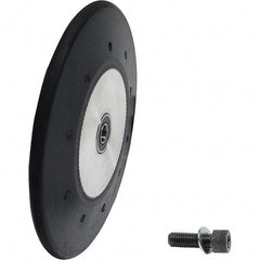 Dynabrade - 4" Diam x 1/2" Wide Contact Wheel Assembly - 1/4" Arbor Hole, Radiused, 70 Duro Rubber Face - Benchmark Tooling