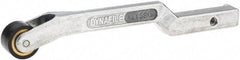 Dynabrade - 3/8" Wide Contact Arm - Offset Arm, 18" Belt Length x 1/2" Belt Width, Crowned, Rubber, 70" Contact Wheel Diam - Benchmark Tooling