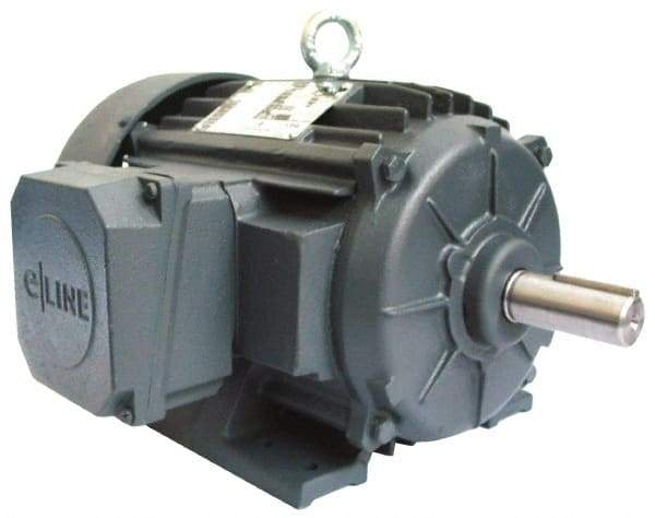 US Motors - 7-1/2 hp, TEFC Enclosure, No Thermal Protection, 3,500 RPM, 208-230/460 Volt, 60 Hz, Three Phase Energy Efficient Motor - Size 213 Frame, Rigid Mount, 1 Speed, Ball Bearings, 18.6-17.2/8.6 Full Load Amps, F Class Insulation, CCW Lead End - Benchmark Tooling