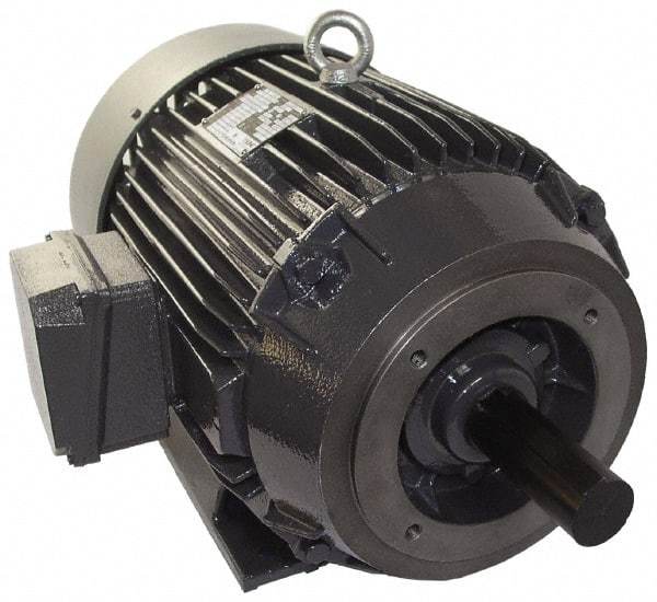 US Motors - 15 hp, TEFC Enclosure, No Thermal Protection, 3,540 RPM, 208-230/460 Volt, 60 Hz, Three Phase Energy Efficient Motor - Size 254 Frame, Rigid Mount, 1 Speed, Ball Bearings, 38.8-36.4/18.2 Full Load Amps, F Class Insulation, CCW Lead End - Benchmark Tooling