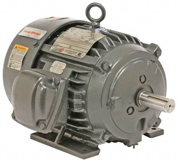 US Motors - 10 hp, TEFC Enclosure, No Thermal Protection, 1,180 RPM, 208-230/460 Volt, 60 Hz, Three Phase Energy Efficient Motor - Size 256 Frame, Rigid Mount, 1 Speed, Ball Bearings, 27.7-25.5/12.7 Full Load Amps, F Class Insulation, Reversible - Benchmark Tooling