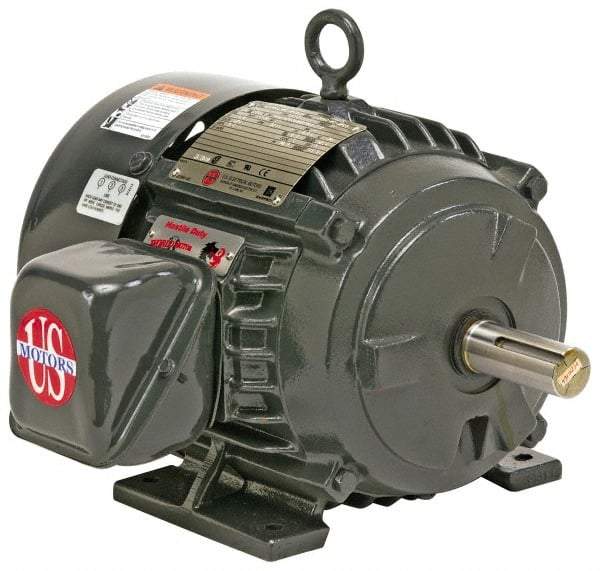 US Motors - 200 hp, TEFC Enclosure, No Thermal Protection, 1,785 RPM, 460 Volt, 60 Hz, Three Phase Premium Efficient Motor - Size 447 Frame, Rigid Mount, 1 Speed, Ball Bearings, 226 Full Load Amps, F Class Insulation, Reversible - Benchmark Tooling