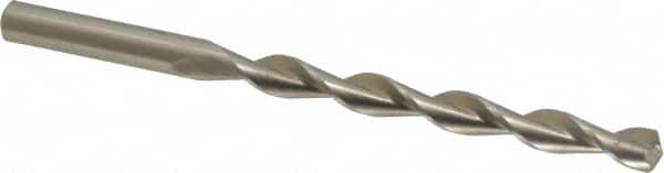 Interstate - 1/4" 135° High Speed Steel Jobber Drill - Bright Finish, Right Hand Cut, Parabolic Flute, Straight Shank, 4" OAL, Split Point - Benchmark Tooling