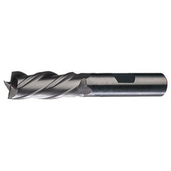 ‎3/4″ × 3/4″ × 1-5/8″ × 3-7/8″ LHS / LHC HSS HSS Single-End 4-Flute Non-Center Cutting Left Hand Helix Left Hand Cut Finishing End Mill - Bright - Exact Industrial Supply