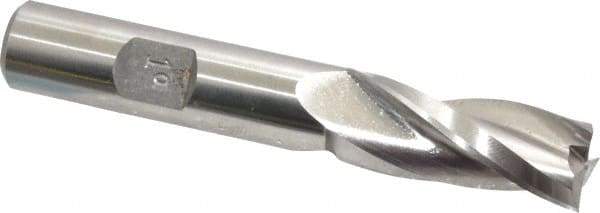 Made in USA - 1° Taper Angle per Side, 1/2" Small End Diam, 1-1/4" LOC, High Speed Steel 3 Flute Tapered Square End Mill - 3-1/4" OAL, 1/2" Shank Diam, Spiral Flute - Benchmark Tooling