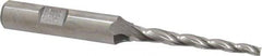 Made in USA - 1.5° Taper Angle per Side, 1/8" Small End Diam, 1-1/2" LOC, High Speed Steel 3 Flute Tapered Square End Mill - 3-1/4" OAL, 3/8" Shank Diam, Spiral Flute - Benchmark Tooling
