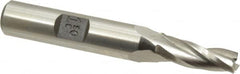 Made in USA - 1.5° Taper Angle per Side, 1/4" Small End Diam, 3/4" LOC, High Speed Steel 3 Flute Tapered Square End Mill - 2-7/8" OAL, 3/8" Shank Diam, Spiral Flute - Benchmark Tooling