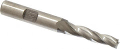 Made in USA - 1.5° Taper Angle per Side, 1/4" Small End Diam, 1-1/4" LOC, High Speed Steel 3 Flute Tapered Square End Mill - 3-1/4" OAL, 3/8" Shank Diam, Spiral Flute - Benchmark Tooling