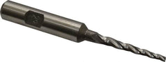 Made in USA - 2° Taper Angle per Side, 3/32" Small End Diam, 1-1/4" LOC, High Speed Steel 3 Flute Tapered Square End Mill - 3-1/4" OAL, 3/8" Shank Diam, Spiral Flute - Benchmark Tooling