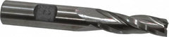 Made in USA - 2° Taper Angle per Side, 3/8" Small End Diam, 1-1/4" LOC, High Speed Steel 3 Flute Tapered Square End Mill - 3-1/4" OAL, 1/2" Shank Diam, Spiral Flute - Benchmark Tooling