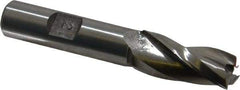 Made in USA - 2° Taper Angle per Side, 1/2" Small End Diam, 1-1/4" LOC, High Speed Steel 3 Flute Tapered Square End Mill - 3-1/8" OAL, 1/2" Shank Diam, Spiral Flute - Benchmark Tooling