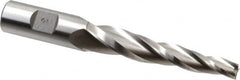 Made in USA - 3° Taper Angle per Side, 3/8" Small End Diam, 3-1/4" LOC, High Speed Steel 3 Flute Tapered Square End Mill - 5-1/2" OAL, 3/4" Shank Diam, Spiral Flute - Benchmark Tooling
