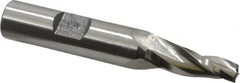 Made in USA - 5° Taper Angle per Side, 1/4" Small End Diam, 1" LOC, High Speed Steel 3 Flute Tapered Square End Mill - 3" OAL, 1/2" Shank Diam, Spiral Flute - Benchmark Tooling