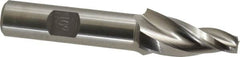 Made in USA - 10° Taper Angle per Side, 1/4" Small End Diam, 1-1/4" LOC, High Speed Steel 3 Flute Tapered Square End Mill - 3-1/4" OAL, 1/2" Shank Diam, Spiral Flute - Benchmark Tooling