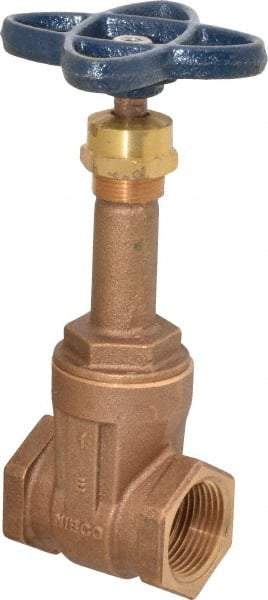 NIBCO - 1" Pipe, Class 125, Threaded Bronze Solid Wedge Rising Stem Gate Valve - 200 WOG, 125 WSP, Screw-In Bonnet - Benchmark Tooling