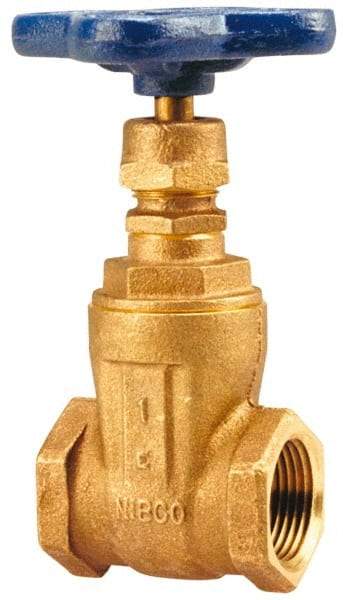 NIBCO - 1-1/4" Pipe, Class 125, Threaded Bronze Solid Wedge Stem Gate Valve with Bronze Handwheel - 200 WOG, 125 WSP, Screw-In Bonnet - Benchmark Tooling