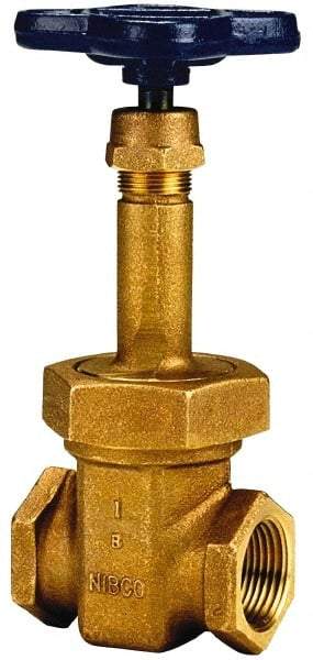 NIBCO - 3" Pipe, Class 125, Threaded Bronze Solid Wedge Rising Stem Gate Valve - 200 WOG, 125 WSP, Union Bonnet - Benchmark Tooling