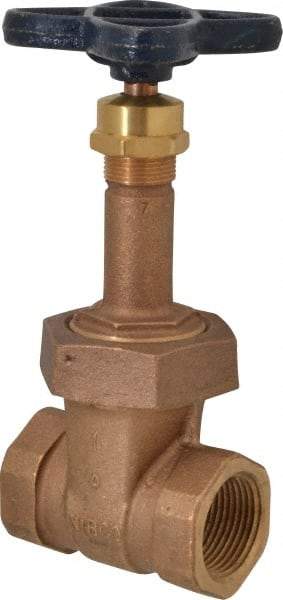 NIBCO - 1" Pipe, Class 125, Threaded Bronze Solid Wedge Rising Stem Gate Valve - 200 WOG, 125 WSP, Union Bonnet - Benchmark Tooling