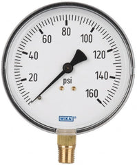 Wika - 4" Dial, 1/4 Thread, 0-160 Scale Range, Pressure Gauge - Lower Connection Mount, Accurate to 3-2-3% of Scale - Benchmark Tooling