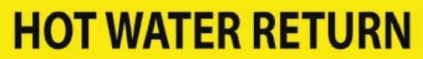 NMC - Pipe Marker with Hot Water Return Legend and No Graphic - 3/4 to 1-1/4" Pipe Outside Diam, Black on Yellow - Benchmark Tooling
