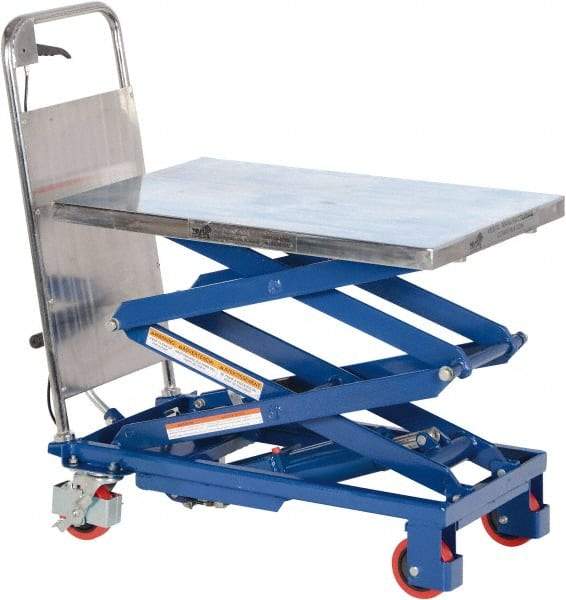 Vestil - 220 Lb Capacity Manual Scissor Elevating Cart - 10" to 51" Lift Height, 27-1/2" Platform Length x 17-1/2" Platform Width - Benchmark Tooling