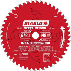 Freud - 6-1/2" Diam, 5/8" Arbor Hole Diam, 48 Tooth Wet & Dry Cut Saw Blade - Carbide-Tipped, Burr-Free Action, Standard Round Arbor - Benchmark Tooling