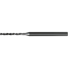 2.7 mm Dia. × 4 mm Shank × 29.7 mm Flute Length × 76 mm OAL, 8xD, 140°, AlTiN Nano, 2 Flute, Coolant Thru, Straight / Cylindrical Solid Carbide Drill - Exact Industrial Supply