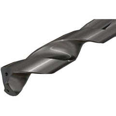Iscar - 0.687" Spiral Flute Solid Carbide Screw Machine Drill Bit - TiAlN Finish, Right Hand Cut, 2.35" Flute Length, 4.36" OAL, Straight Shank, Through Coolant - Benchmark Tooling