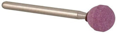 Made in USA - 3/8" Head Diam x 3/8" Thickness, B122, Ball End, Aluminum Oxide Mounted Point - Medium Grade - Benchmark Tooling