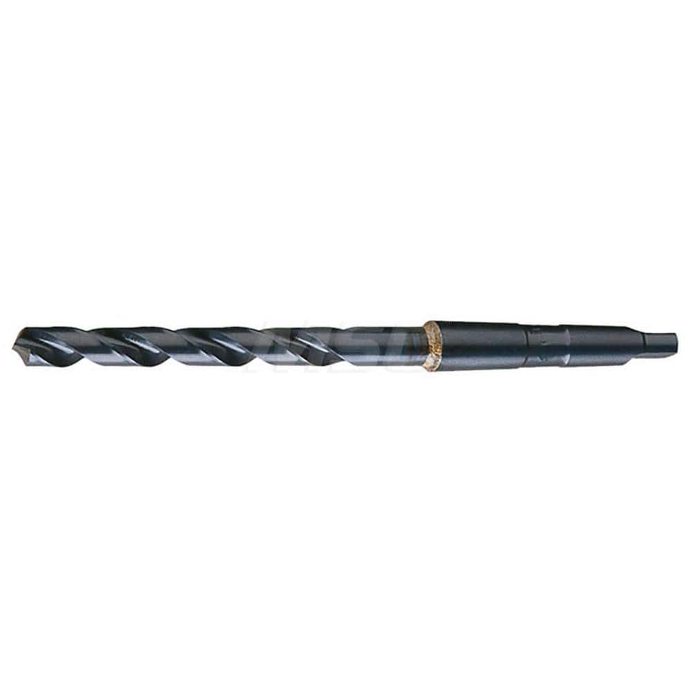 Taper Shank Drill Bit: 1.4688″ Dia, 4MT, 118 °, High Speed Steel Oxide Finish, 14.875″ OAL, Standard Point, Spiral Flute