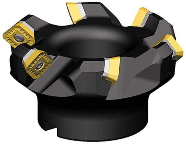 Kennametal - 45° Lead Angle, 2-1/8" Max Cut Diam, 1.575" Min Cut Diam, 0.26" Max Depth of Cut, Indexable Chamfer and Angle End Mill - 3 Inserts, SE..T 443AE..N Insert Style, 3.855" Overall Length, Straight Shank - Benchmark Tooling