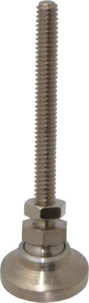 Gibraltar - 1/4-20 Bolt Thread, Studded Pivotal Stud Mount Leveling Pad & Mount - 1,000 Max Lb Capacity, 1" Base Diam - Benchmark Tooling