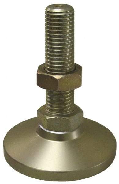 Gibraltar - 1-8 Bolt Thread, Studded Pivotal Stud Mount Leveling Pad & Mount - 22,000 Max Lb Capacity, 4" Base Diam - Benchmark Tooling