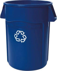 Rubbermaid - 44 Gal Blue Round Recycling Container - Polyethylene, Recycle Symbol Graphic - Benchmark Tooling