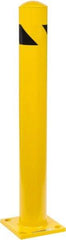 PRO-SAFE - 4-1/2" Diam x 36" High, Steel Bollard - 8" Wide x 8" Long Mounting Plate - Benchmark Tooling