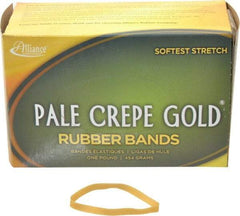 Alliance - 4 Inch Circumference, 1/4 Inch Wide, Pale Crepe Gold Rubber Band Strapping - 490 Pieces - Benchmark Tooling