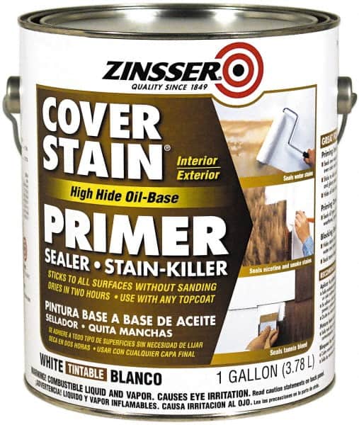 Zinsser - 1 Gal Flat White Primer - 300 to 400 Sq Ft Coverage, 347 gL Content, Quick Drying - Benchmark Tooling
