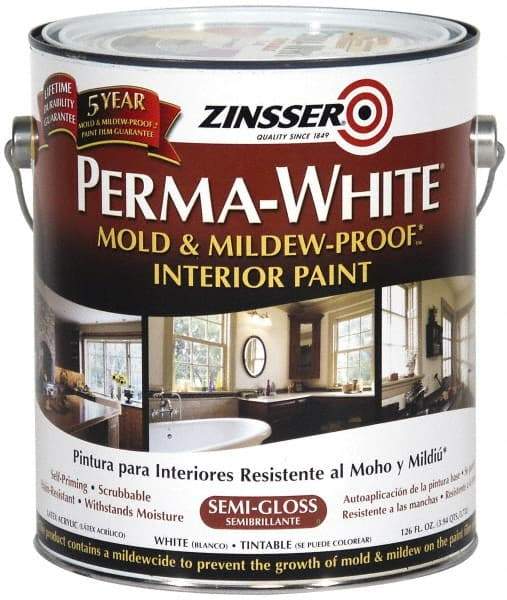 Zinsser - 1 Gal White Semi Gloss Finish Latex Paint - 400 Sq Ft per Gal, Interior/Exterior, <50 gL VOC Compliance - Benchmark Tooling