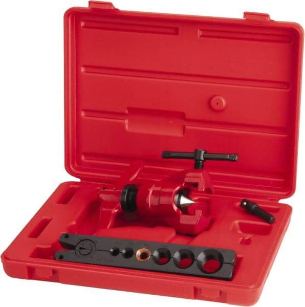 Value Collection - 3/16 to 5/8" Pipe Capacity, Flaring Tool Kit - 6 Pieces, Cuts Copper - Benchmark Tooling